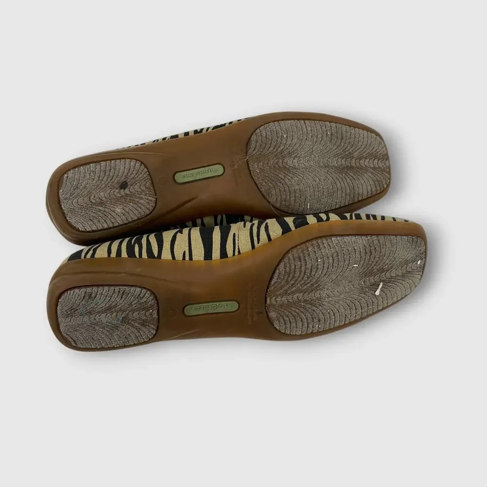 Y2k Easy Spirit Zebra Print Square Toe Ballet Flats Women’s 9M